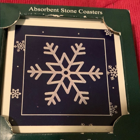Snowflake Absorbent Stone Coaster Set - Blue - Picture 5 of 5